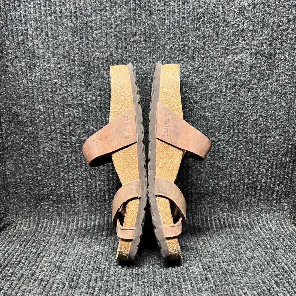 Birkenstock Mayari Sandals Womens Size 38 Brown Leather Strappy Cork Soles - Picture 3 of 9